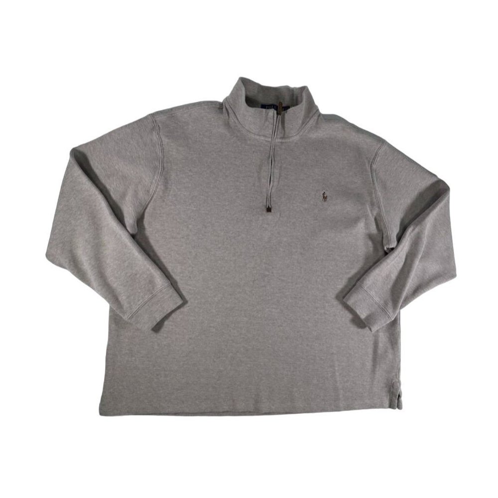 Ralph Lauren POLO Long Sleeve 1/4 Zip Pullover Light Sweater Tan Mens 2XB